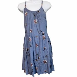 Wallflower spaghetti strap criss cross back blue floral dress size Medium